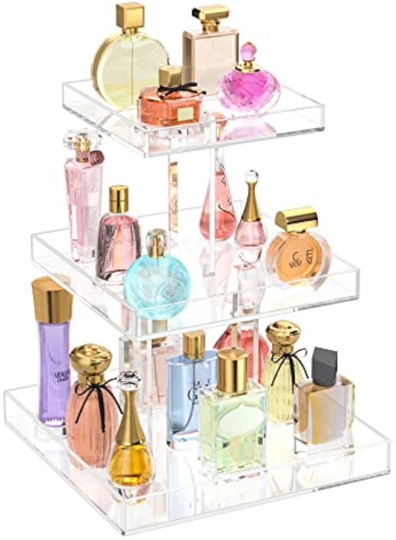 Arabest 3-Tier Perfume Organizer, Clear Resin, Rectangular Tray, Sturdy Design, Space Saver, Convenient Access, Easy Assembly - Image 1