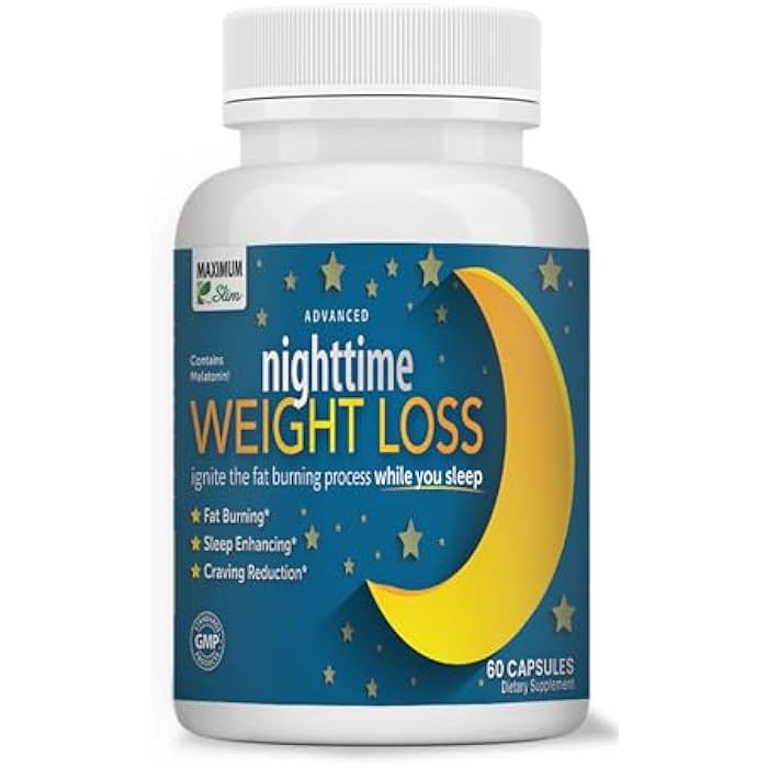 Maximum Slim Nighttime Weight Support – Gentle Fat Burning & Sleep Aid – African Mango, Resveratrol & Green Tea – Non-GMO, Vegan, 60 Capsules - Image 1