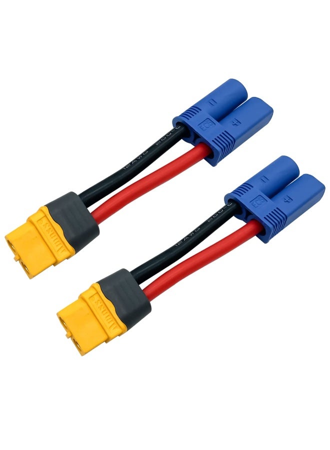 FLY RC 2 Pairs XT60 XT60 XT60H Male Female Plug Connector to EC5 Male Female Plug Connector Adapter Cable with 12AWG Silicone Cord - Image 4