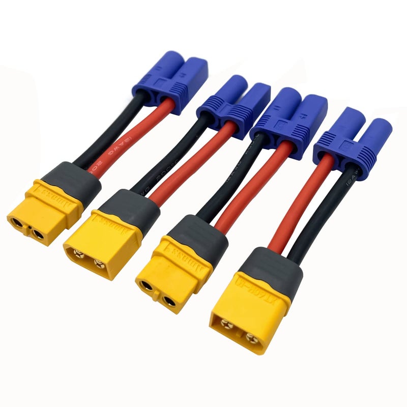 FLY RC 2 Pairs XT60 XT60 XT60H Male Female Plug Connector to EC5 Male Female Plug Connector Adapter Cable with 12AWG Silicone Cord - Image 2
