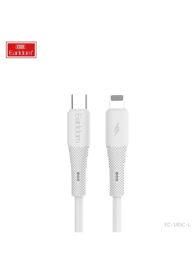 Earldom Cable Charger EC-185 - Type-C – Lightning 30W 1-Meter Silicone White - Image 1