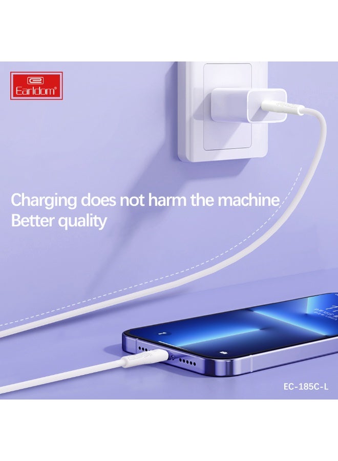 Earldom Cable Charger EC-185 - Type-C – Lightning 30W 1-Meter Silicone White - Image 3