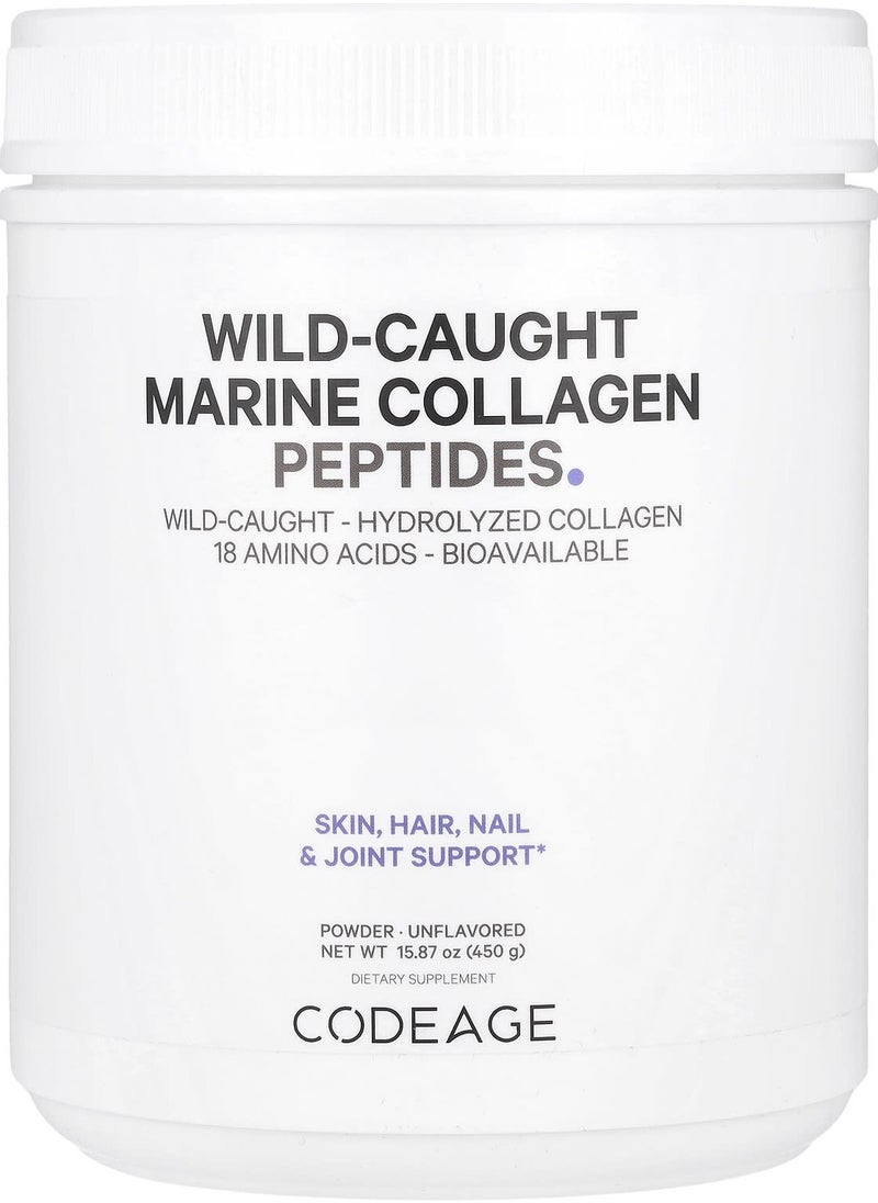 Codeage Wild-Caught Marine Collagen Peptides Powder, Unflavored, 15.87 oz (450 g) 