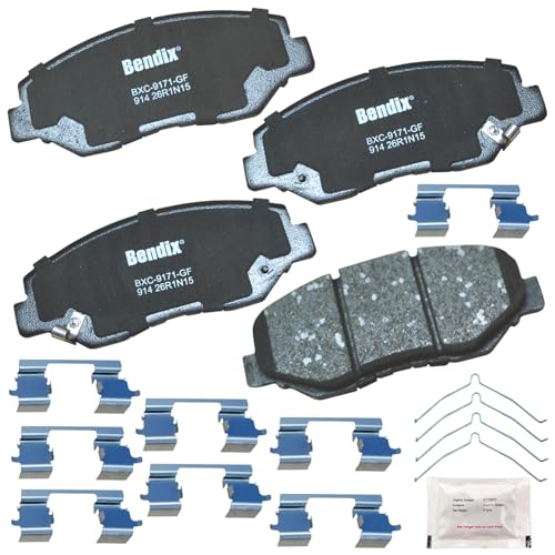 Bendix وسادات فرامل سيراميك Bendix Priority1 CFC914 الأمامية لسيارات أكورا ILX 2015-2013، هوندا أكورد 2017-2003، سيفيك 2021-2012، CR-V 2006-2002، CR-V 2016-2012، CR-Z 2016، إليمينت 2011-2003، فيت 2014-2013 - Image 1