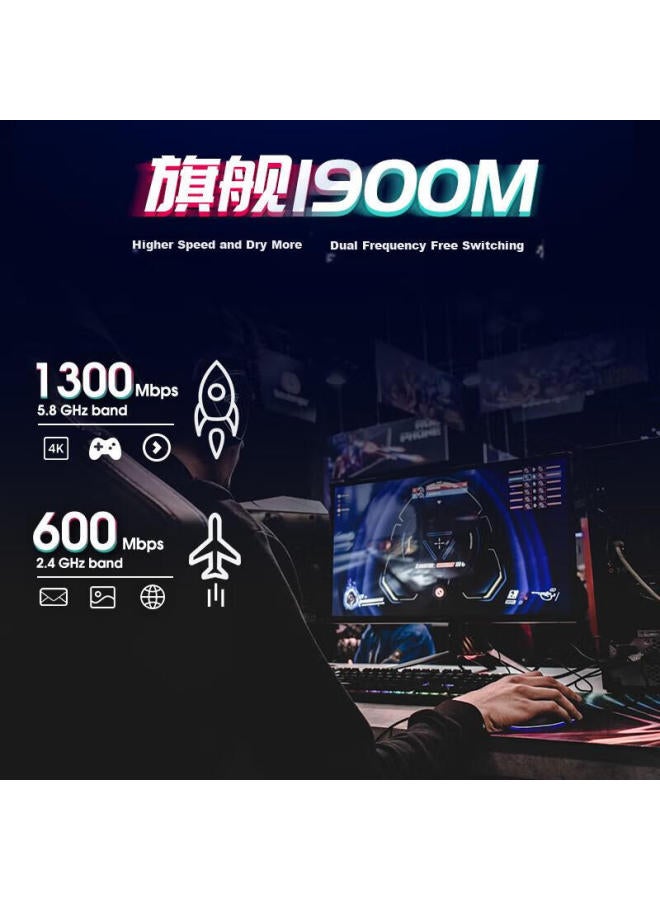 Edup 1900Mbps High-Power Gaming Usb3.0 Dual-Band Wireless Network Adapter - Night Eagle, Signal Enhancement, Desktop Computer Laptop Wifi Receiver Ep-Ac1675 - Image 1