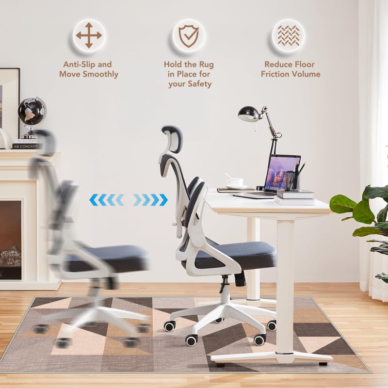 Lreedy Office Chair Mat for Hardwood Floor&Tile Floor,36"x48" Heavy Duty Desk Chair Mat for Hard Floors,Under Desk Rug for Rolling Computer Chair,Anti Slip,Low Pile Carpet Floor-Light Geometry - Image 4