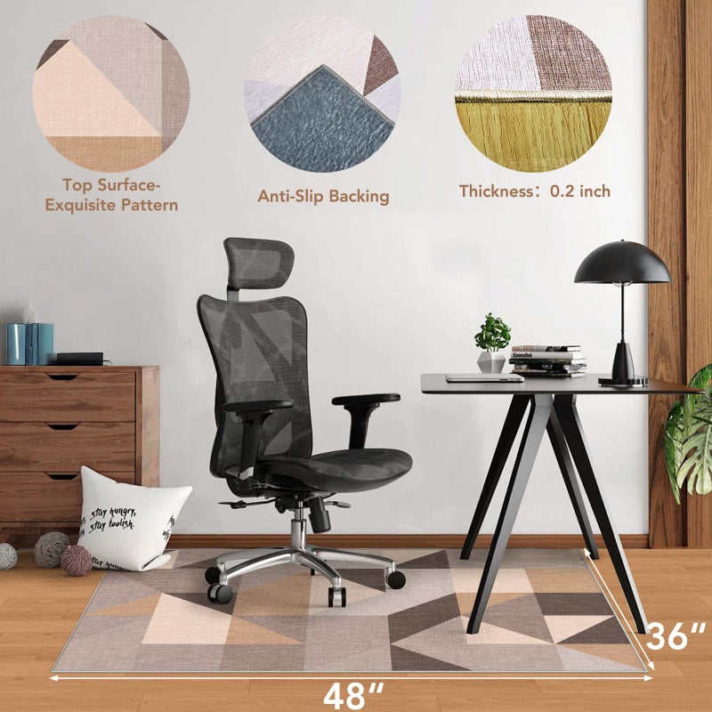 Lreedy Office Chair Mat for Hardwood Floor&Tile Floor,36"x48" Heavy Duty Desk Chair Mat for Hard Floors,Under Desk Rug for Rolling Computer Chair,Anti Slip,Low Pile Carpet Floor-Light Geometry - Image 2