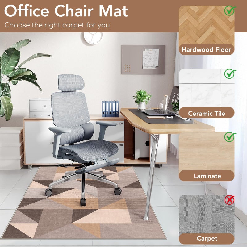 Lreedy Office Chair Mat for Hardwood Floor&Tile Floor,36"x48" Heavy Duty Desk Chair Mat for Hard Floors,Under Desk Rug for Rolling Computer Chair,Anti Slip,Low Pile Carpet Floor-Light Geometry - Image 3