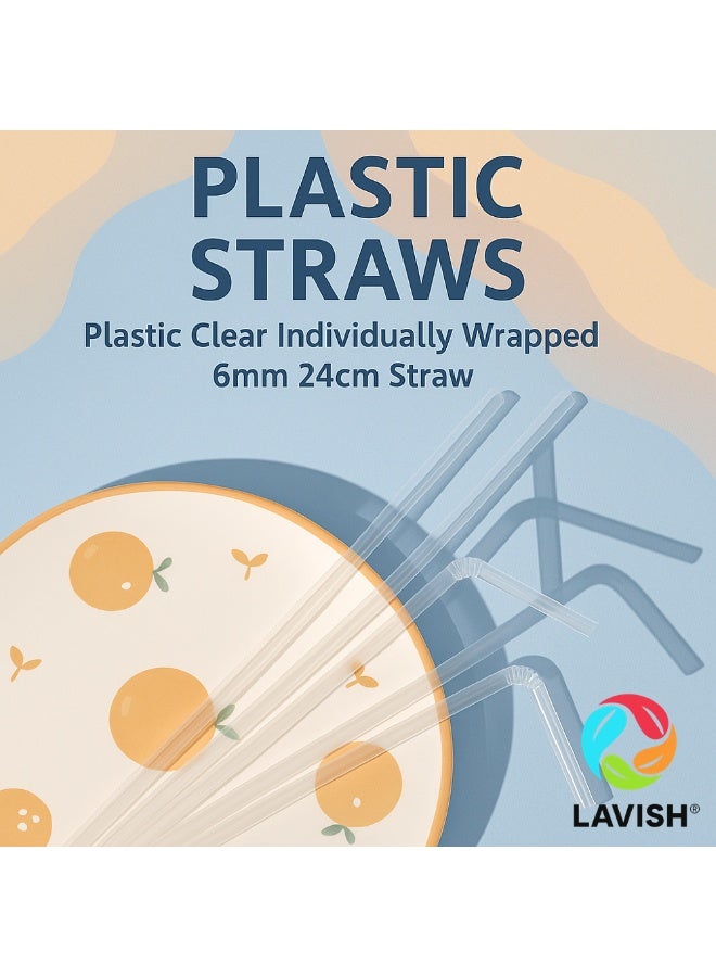لافيش ماصات بلاستيكية شفافة ومرنة من لافيش | 200 ماصة مغلفة بشكل فردي | طول 24 سم، عرض 6 مم | خالٍ من مادة BPA، آمن غذائيًا، للاستخدام مرة واحدة، لتحريك المشروبات، والعصائر، والميلك شيك، والحفلات، والفعاليات. - Image 4