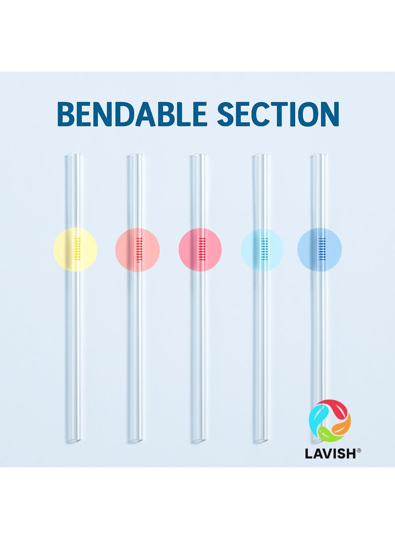 لافيش ماصات بلاستيكية شفافة ومرنة من لافيش | 200 ماصة مغلفة بشكل فردي | طول 24 سم، عرض 6 مم | خالٍ من مادة BPA، آمن غذائيًا، للاستخدام مرة واحدة، لتحريك المشروبات، والعصائر، والميلك شيك، والحفلات، والفعاليات. - Image 2