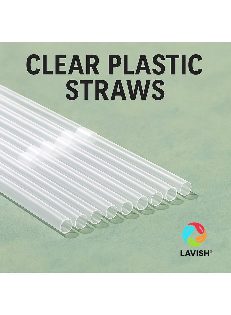 لافيش ماصات بلاستيكية شفافة ومرنة من لافيش | 200 ماصة مغلفة بشكل فردي | طول 24 سم، عرض 6 مم | خالٍ من مادة BPA، آمن غذائيًا، للاستخدام مرة واحدة، لتحريك المشروبات، والعصائر، والميلك شيك، والحفلات، والفعاليات. - Image 3