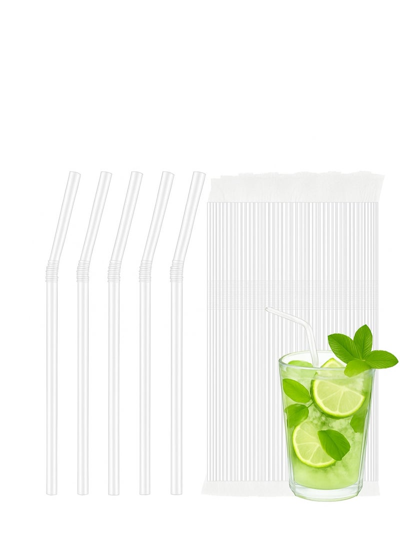 لافيش ماصات بلاستيكية شفافة ومرنة من لافيش | 200 ماصة مغلفة بشكل فردي | طول 24 سم، عرض 6 مم | خالٍ من مادة BPA، آمن غذائيًا، للاستخدام مرة واحدة، لتحريك المشروبات، والعصائر، والميلك شيك، والحفلات، والفعاليات. - Image 1