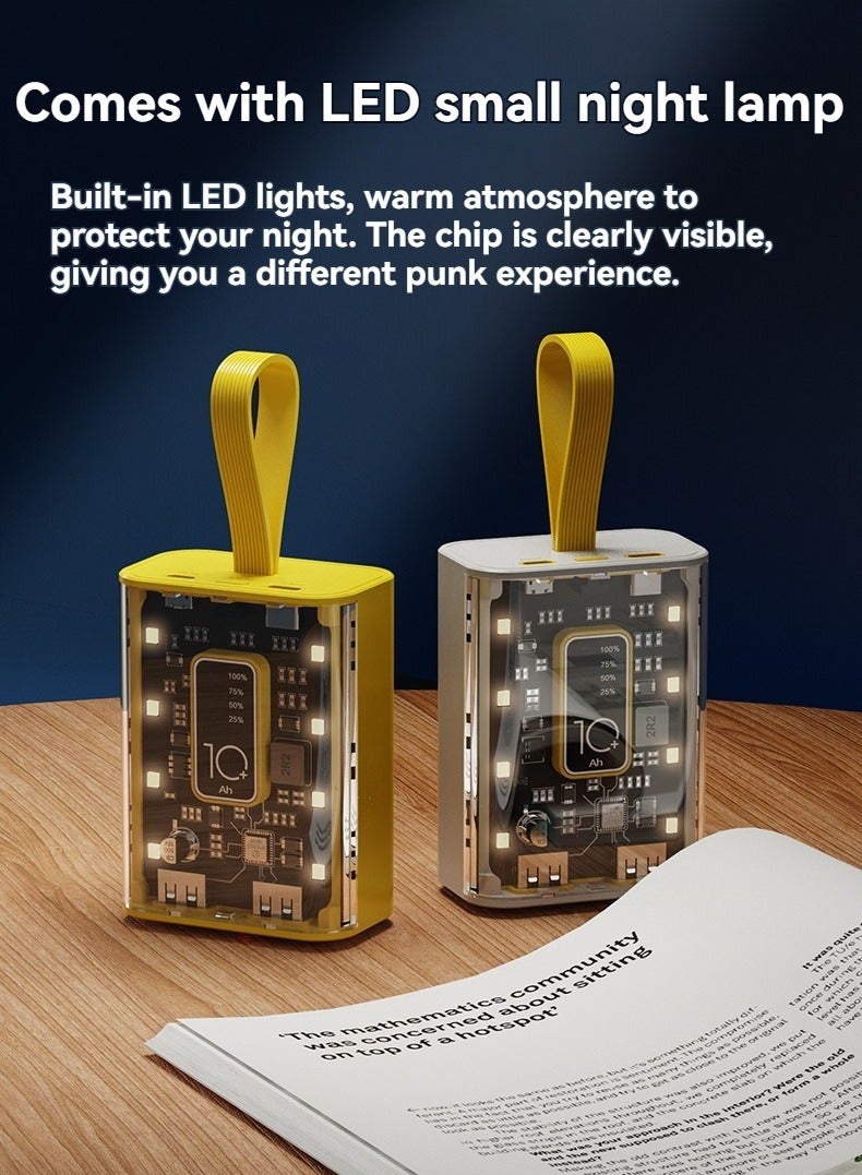 10000 mAh Power Bank with Fast Charging and Large Capacity (Yellow) - Image 3