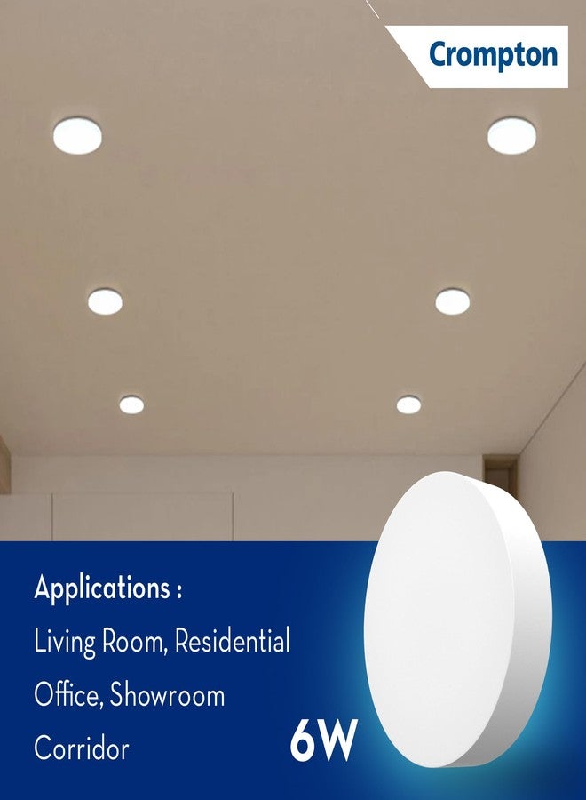 Crompton Platina Star Stylus Surface Panel 6W Round Warm White | Pack of 1 | No False Ceiling Required, Outer Dimension: 90 mm | Surface Mount | for Hall, Bedroom, Kitchen, Office, Store - Image 4