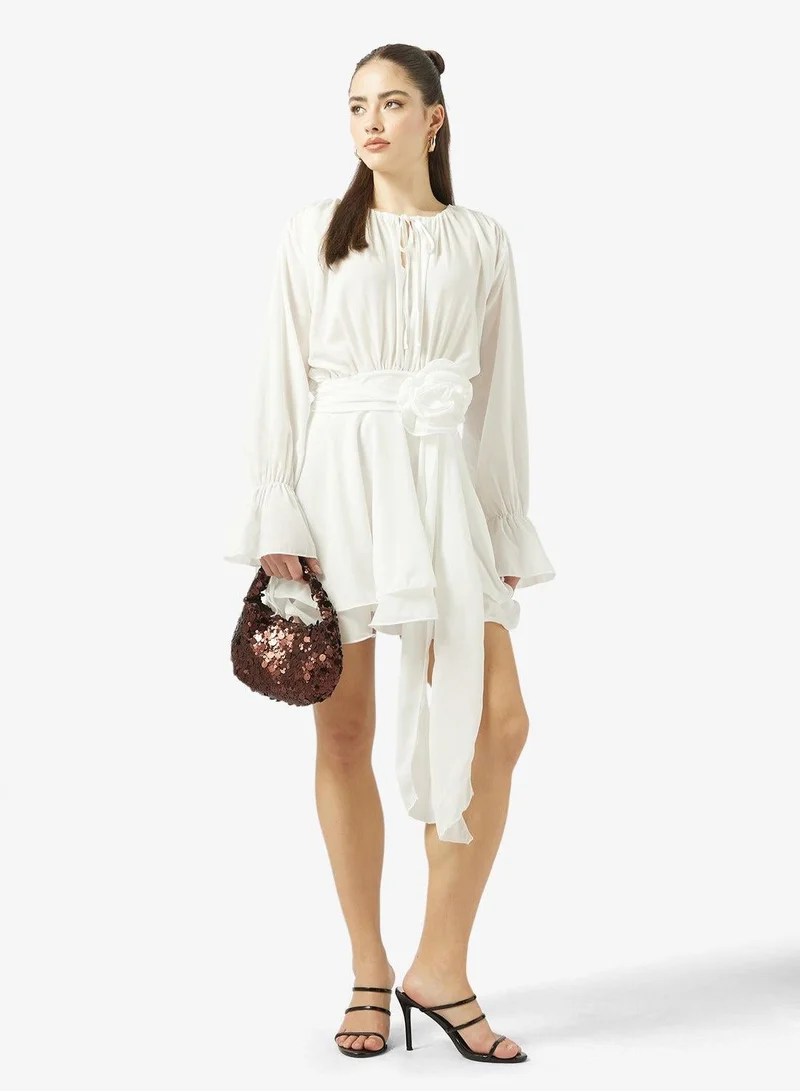 Ginger Gather Detail Dress with Crosage