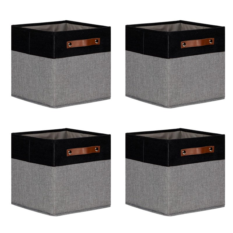 DULLEMELO 11x11 Storage Cubes Collapsible Sturdy Cube Storage Bins With Handles for OrganizingFabric Storage Cubes Baskets for Shelves Nursery Closet Home Organization and Storage BlackGrey