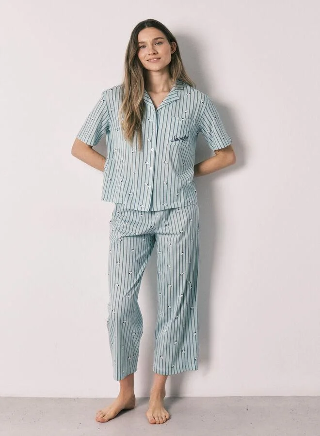 women'secret Green cotton classic pyjamas Snoopy