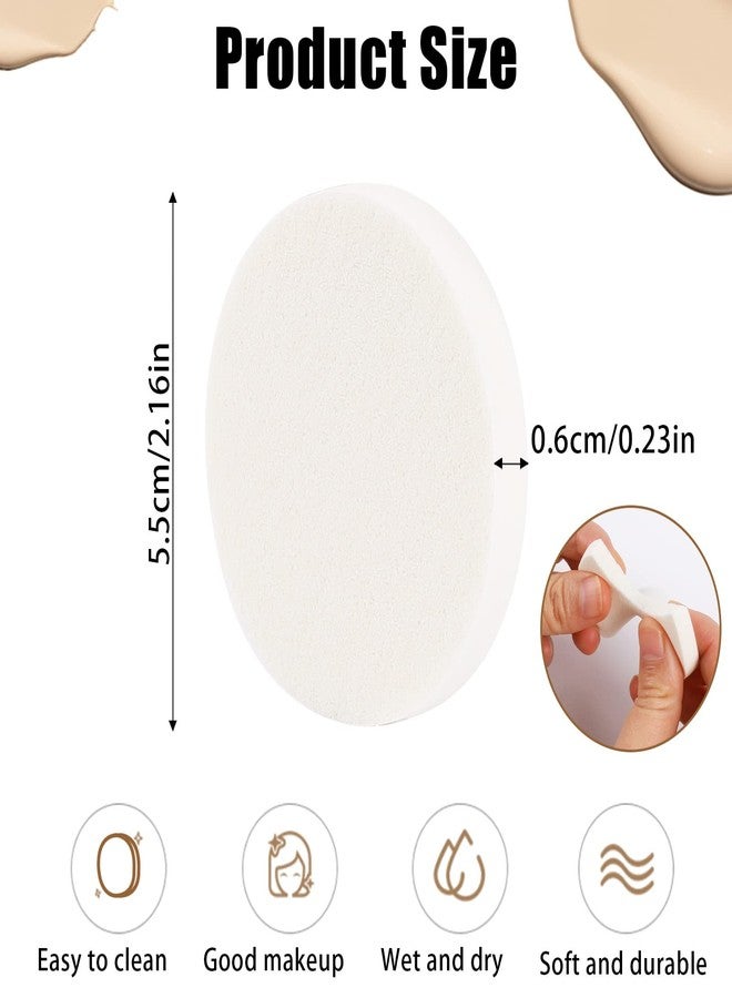 Sliverdew 50 Pieces White Round Makeup Sponge Facial Powder Puff Cosmetic Sponge Round Foam Pad Beauty Makeup Eye Face Foundation Powder Blender for All Skin Types, Wet and Dry Dual Use - Image 2