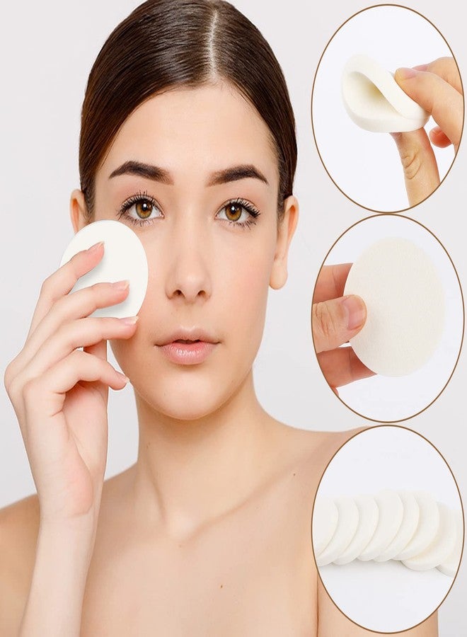 Sliverdew 50 Pieces White Round Makeup Sponge Facial Powder Puff Cosmetic Sponge Round Foam Pad Beauty Makeup Eye Face Foundation Powder Blender for All Skin Types, Wet and Dry Dual Use - Image 3