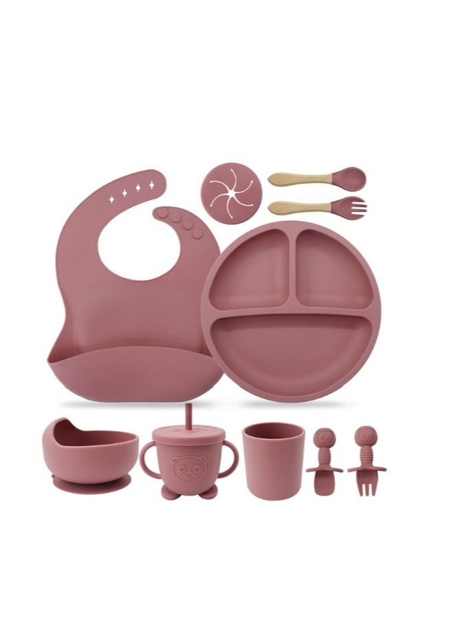 Premium Rose 10 Piece Weaning Feeding Supplies for Toddlers! Bib+Plate+Suction Silicone Baby Bowls! Self Eating Utensils Set with Spoons, Bibs, Plate, Toddlers Spoon Set! Set of 10! - Image 4