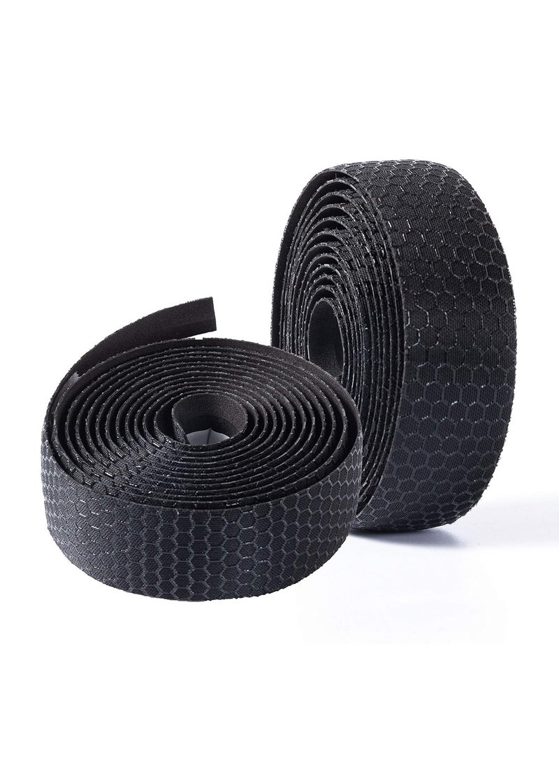 YelaJoy Bike Handlebar Tapes, Road Bicycle Bar Tape, Handle Wraps 2 Rolls for Road Bikes and Cycling (Black)  - Image 1