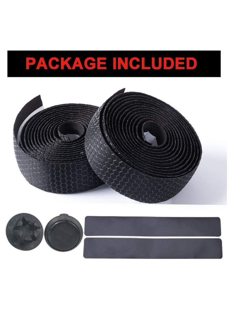 YelaJoy Bike Handlebar Tapes, Road Bicycle Bar Tape, Handle Wraps 2 Rolls for Road Bikes and Cycling (Black)  - Image 3