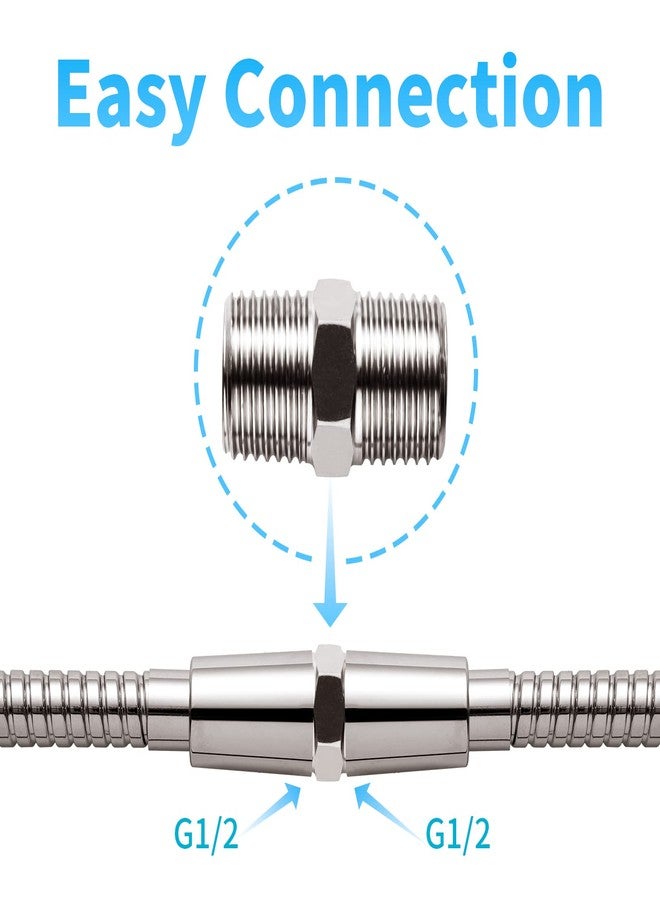 OFFO Shower Hose Extension Connector, 1/2 to 1/2 Shower Hose Extender Fitting Extra Long Joint, Used to Connect Two Hoses, Solid Stainless Steel, 1 PCS - Image 2