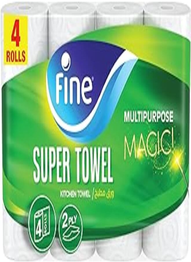Fine - Fine Kitchen Tissue Paper, Super Towel, 2 ply 4 rolls Tissues - Image 1