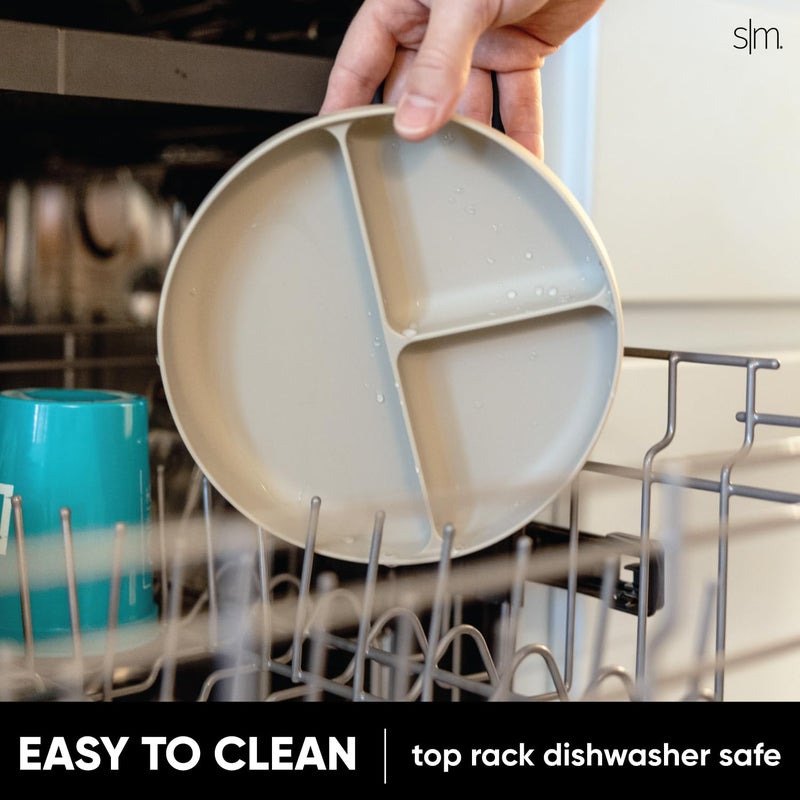 Simple Modern Silicone Plate for Baby and Toddler | Divided and Microwave Safe Plates for Kids | Parker Collection | Hearts on Pink - Image 4