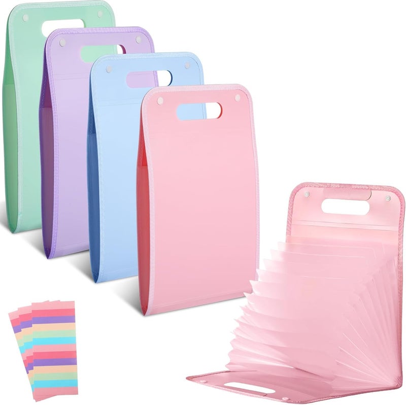 ECHSRT Expanding File Folder with 13 Pockets, Handle, Button Closure, A4/Letter Size Documents, File Organizer, Multi Leaf Folder Labels School, Home & Office (13 Layer Verticle Folder (Pink)) - Image 3