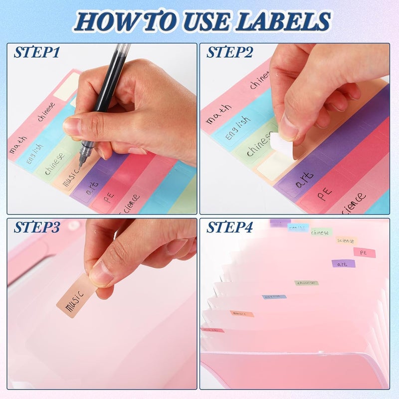 ECHSRT Expanding File Folder with 13 Pockets, Handle, Button Closure, A4/Letter Size Documents, File Organizer, Multi Leaf Folder Labels School, Home & Office (13 Layer Verticle Folder (Pink)) - Image 4