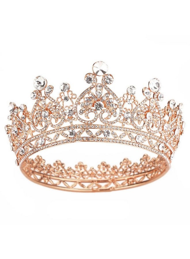 كوسايد تاج COCIDE من الذهب الوردي للنساء من الكريستال تيجان وتيجان الملكة للفتيات عصابة رأس دائرية كاملة لحفلات الزفاف وإكسسوارات الشعر لأعياد الميلاد وحفلات التخرج وحفلات الزفاف وأزياء الهالوين - Image 1