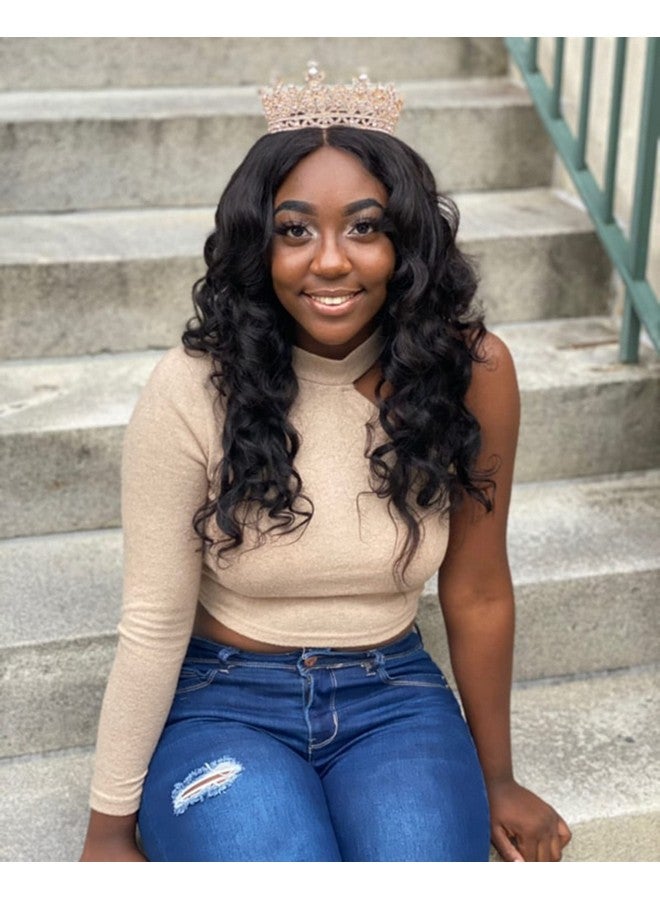 كوسايد تاج COCIDE من الذهب الوردي للنساء من الكريستال تيجان وتيجان الملكة للفتيات عصابة رأس دائرية كاملة لحفلات الزفاف وإكسسوارات الشعر لأعياد الميلاد وحفلات التخرج وحفلات الزفاف وأزياء الهالوين - Image 4