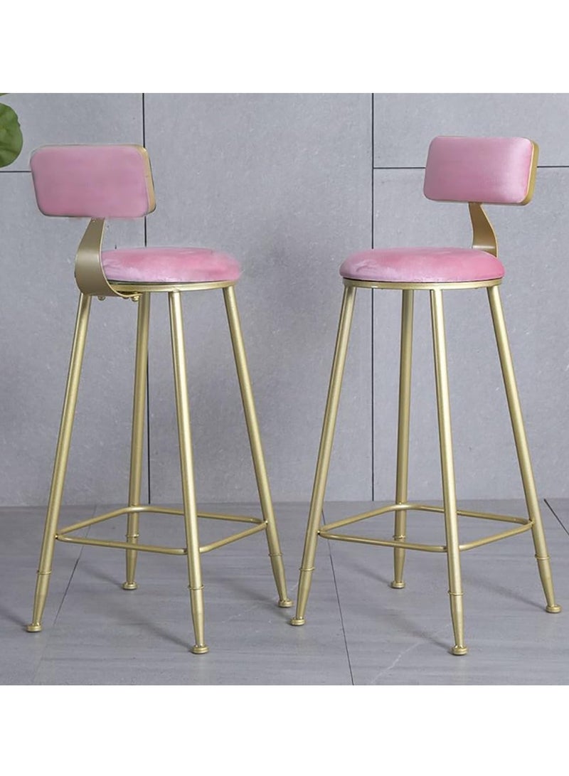 DubaiGallery Modern Velvet Counter Height Bar Stool with Back Gold Metal Breakfast Bar Stool  - Image 2