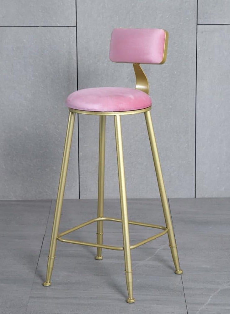 DubaiGallery Modern Velvet Counter Height Bar Stool with Back Gold Metal Breakfast Bar Stool  - Image 1