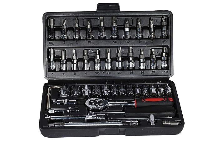 Cocina perfecta 46 in 1 Pcs Tool Kit & Screwdriver set and Precision Socket Set Wrench Set Multi Purpose Combination Tool Case, Multicolour  - Image 1