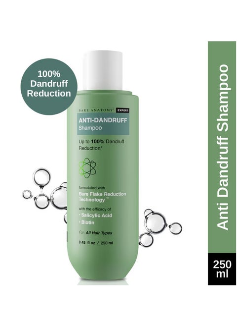 Anti Dandruff Shampoo - 250ml | Reduces Up to 100% Dandruff and Strengthens Hair | Derma Approved Shampoo with Salicylic Acid & Biotin | Shampoo For All Hair types | For Women And Men