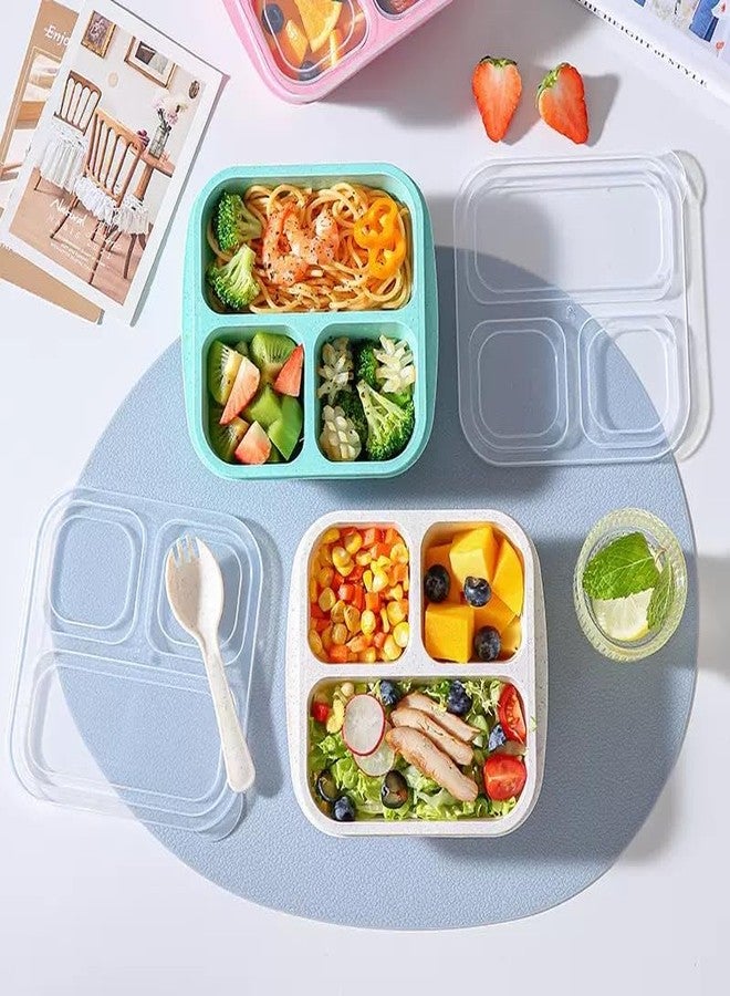 Emptycolor 3 Pack 3 Compartment Lunch Snack Containers with Lids, Meal Prep Bento Snack Boxes, BPA Free, Reusable Food Storage Lunchable Containers for People Work Travel - Image 4