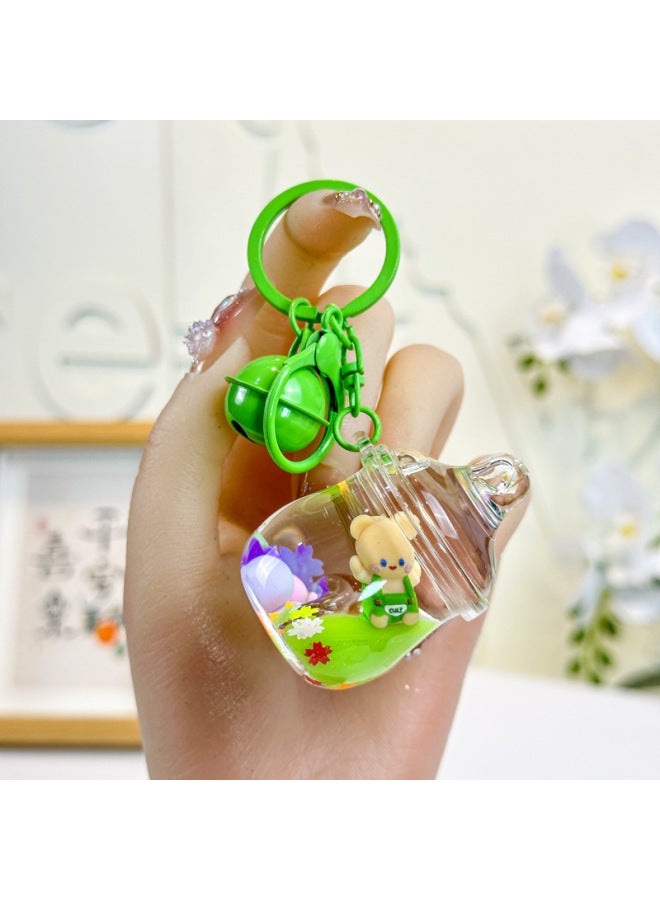 Oil-in Bear Bottle Keychain Cartoon Pendant Cute Girls Bag Little Red Riding Book Car Key Pendant