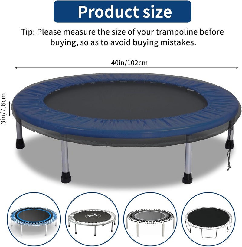 Hagsfire Mini Trampoline Cover 40 Inch Waterproof Fitness Protective Trampoline Round Covers for Adults Toddler Indoor Outdoor Garden Rebounder - Not Spring Covers (1 Black Cover Only) - Image 2