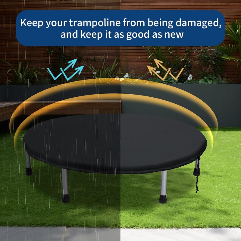 Hagsfire Mini Trampoline Cover 40 Inch Waterproof Fitness Protective Trampoline Round Covers for Adults Toddler Indoor Outdoor Garden Rebounder - Not Spring Covers (1 Black Cover Only) - Image 4