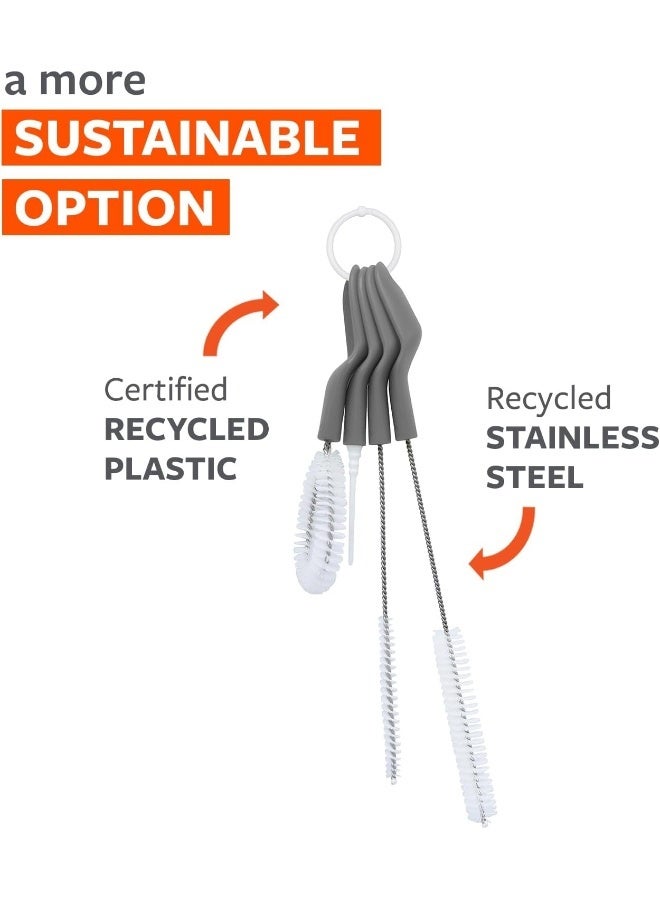 Full Circle Little Sipper, Bottle and Straw Cleaning Brush Set, Sizes for Both Narrow & Wide Straws, Gray - Image 5