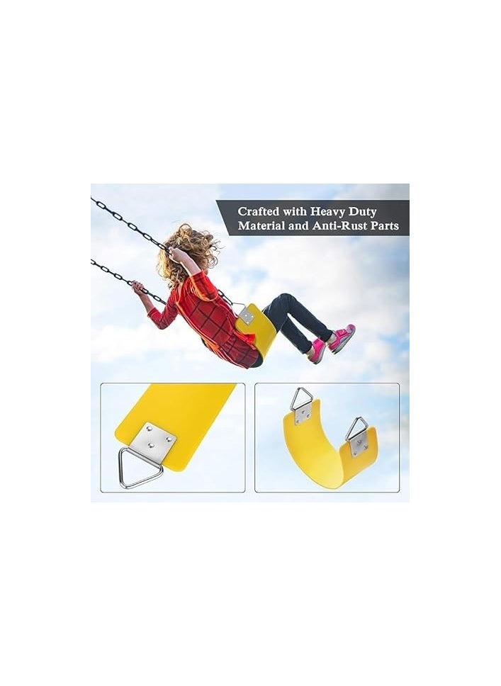 AL BADER Iron Wall Swing Heavy Duty Bench with Iron Bar, Plastic Covered Chain and Snap Hooks, Great for Playground, Backyard, Playroom, ( Yellow )  - Image 5