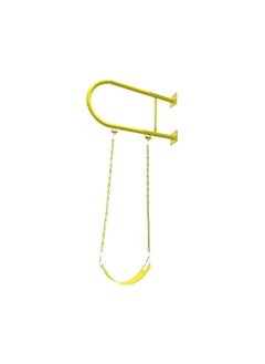 AL BADER Iron Wall Swing Heavy Duty Bench with Iron Bar, Plastic Covered Chain and Snap Hooks, Great for Playground, Backyard, Playroom, ( Yellow )  - Image 1