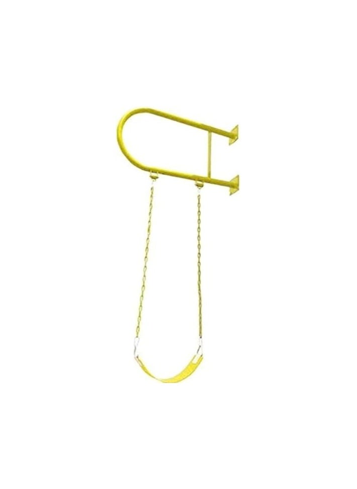 AL BADER Iron Wall Swing Heavy Duty Bench with Iron Bar, Plastic Covered Chain and Snap Hooks, Great for Playground, Backyard, Playroom, ( Yellow )  - Image 1