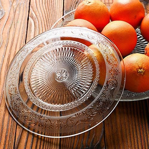 WRINGO Plate Set of 1 pcs Bead Rim Decorative 11 inch Crystal Clear Glass Plate Dry Fruits Sweets Chocolate Snack Plate for DiningCatering Event Dinner PartiesWedding Dinner Plate WS08 - Image 5