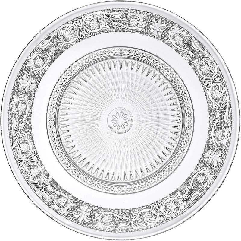 WRINGO Plate Set of 1 pcs Bead Rim Decorative 11 inch Crystal Clear Glass Plate Dry Fruits Sweets Chocolate Snack Plate for DiningCatering Event Dinner PartiesWedding Dinner Plate WS08 - Image 1