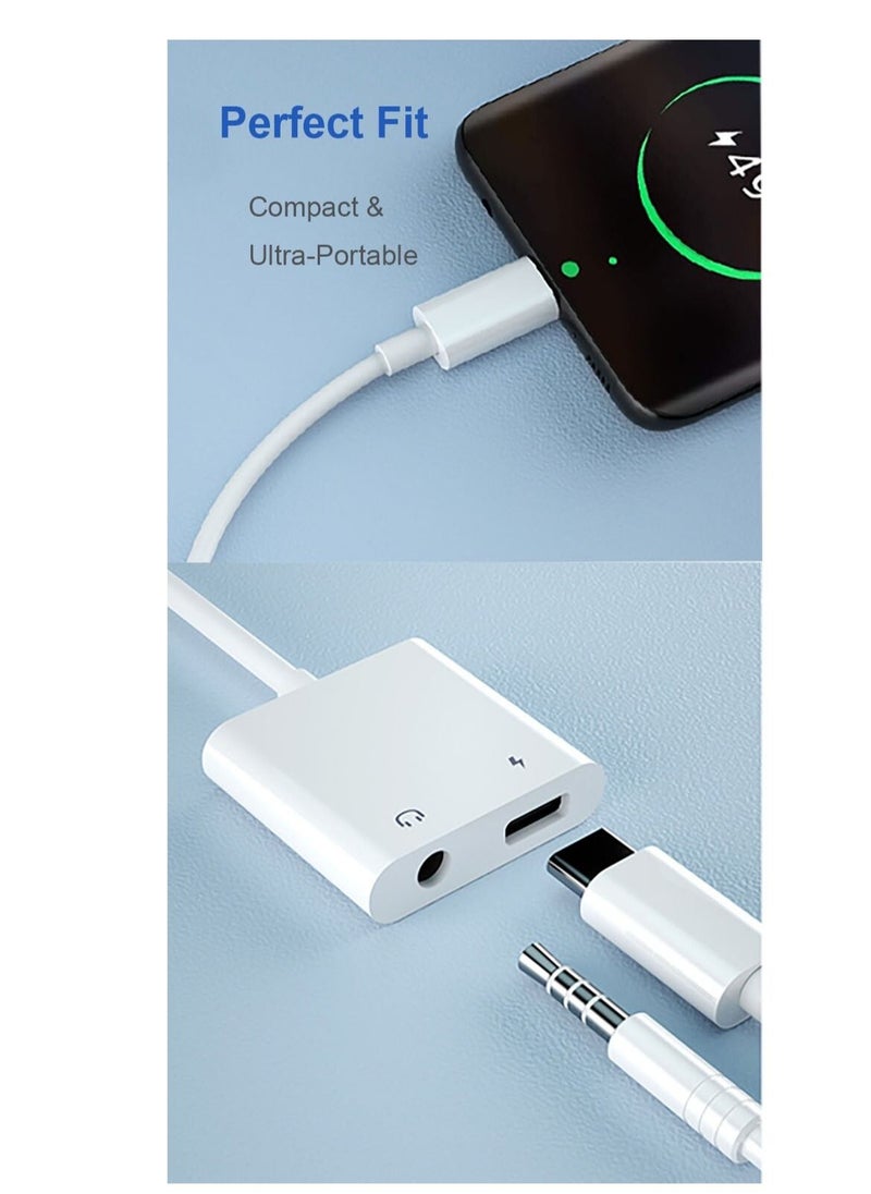 Generic - Generic 2 in 1 Lightning to 3.5mm AUX Audio + Charger Splitter Compatible with iPhone 13/12/11/XS/XR/X 8/iPad, Support Charging+Music Control - Image 1