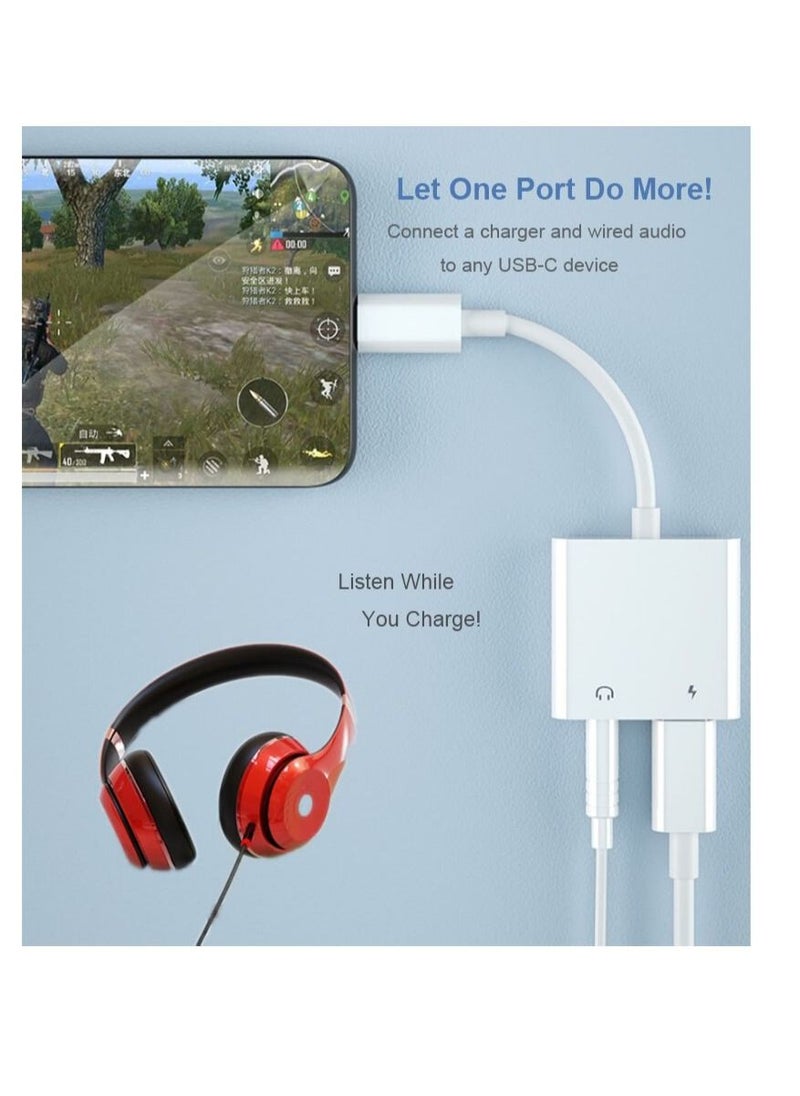 Generic - Generic 2 in 1 Lightning to 3.5mm AUX Audio + Charger Splitter Compatible with iPhone 13/12/11/XS/XR/X 8/iPad, Support Charging+Music Control - Image 1