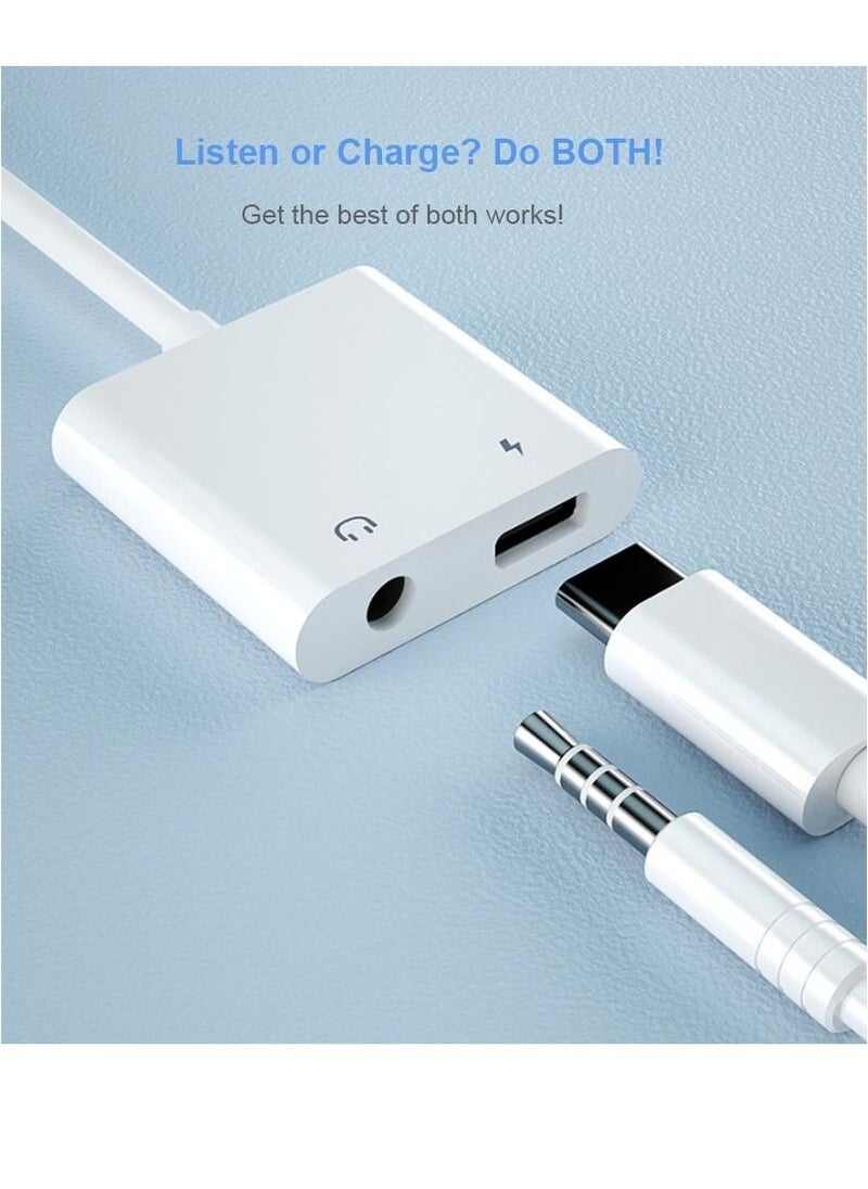 Generic - Generic 2 in 1 Lightning to 3.5mm AUX Audio + Charger Splitter Compatible with iPhone 13/12/11/XS/XR/X 8/iPad, Support Charging+Music Control - Image 1